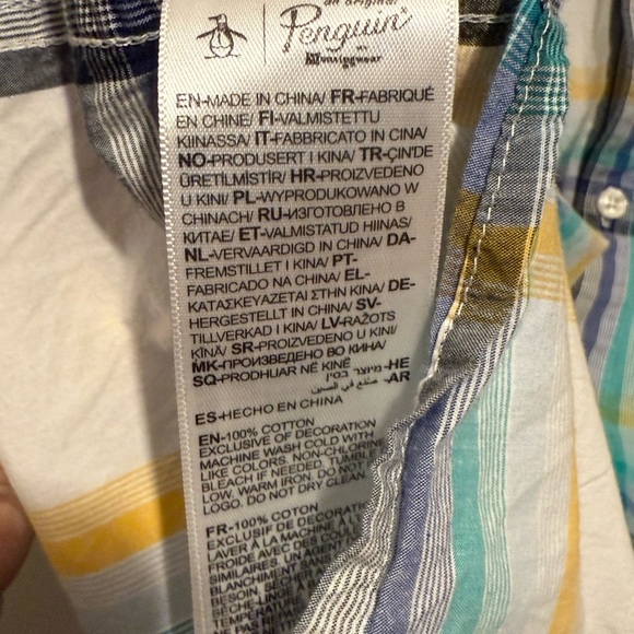 Original Penguin Men's Multicolor Plaid Button Down Short Sleeve Shirt Cotton XL - Picture 8 of 12